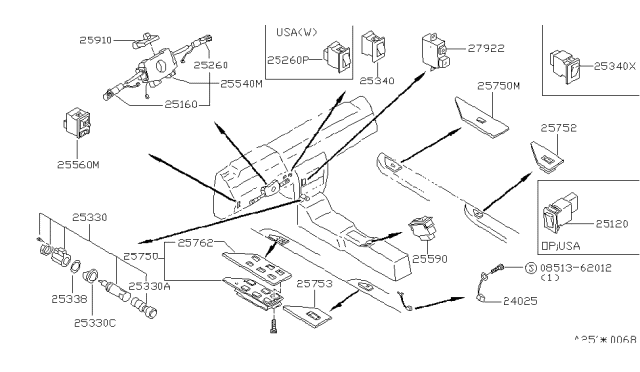 1988 Nissan Maxima Switch Assy-Voice Warning Diagram for 25590-56L00