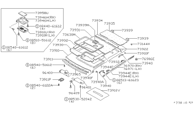 1987 Nissan Maxima Cloth Front Speaker LH Diagram for 73971-17E00