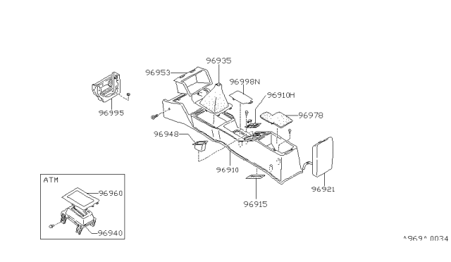 1985 Nissan Maxima Console Floor Box Diagram for J6910-01E15