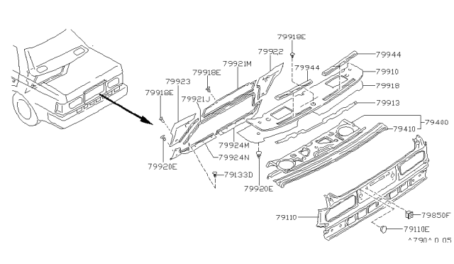 1986 Nissan Maxima Grille-Drafter Diagram for 79944-01E00