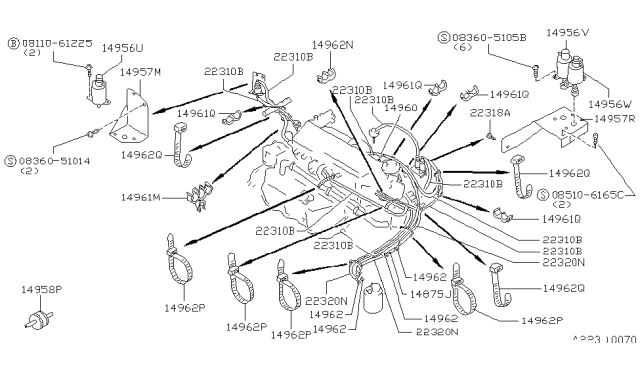 1988 Nissan Maxima Solenoid Valve Assy Diagram for 14956-16E01