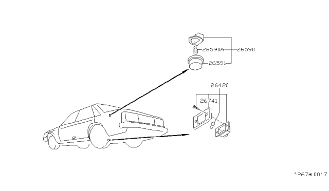 1987 Nissan Maxima Lamp-Trunk Room Diagram for 26590-17E00