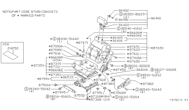 1988 Nissan Maxima Screw Diagram for 08430-51642