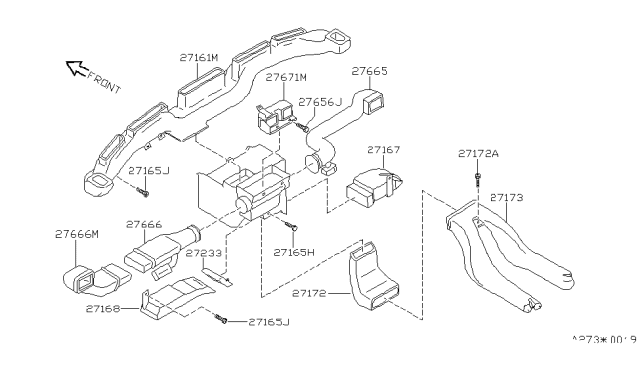 1987 Nissan Maxima Duct-Vent LH Diagram for 27870-13E10