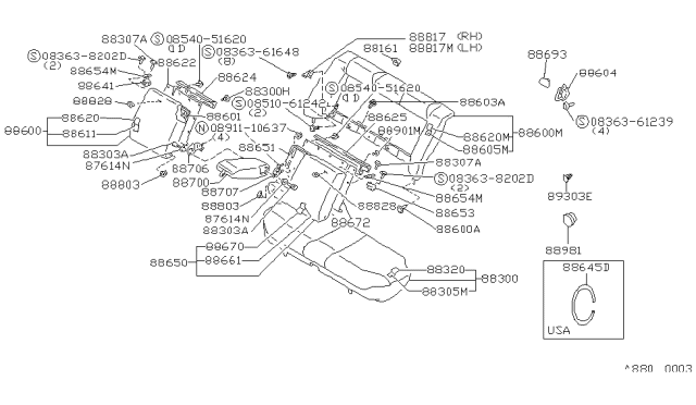 1986 Nissan Maxima Rear Seat Diagram 1