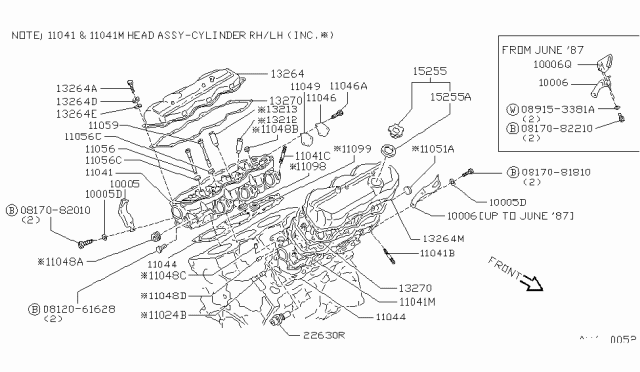 1988 Nissan Maxima SLINGER-Engine Rear Diagram for 10006-42E00