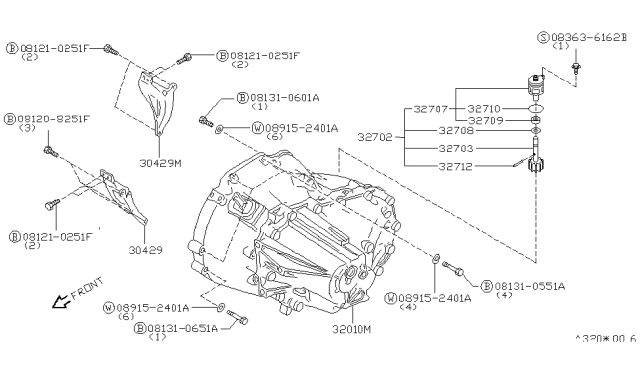 1987 Nissan Maxima Manual Transmission, Transaxle & Fitting Diagram