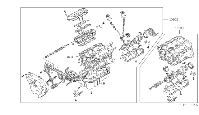 1987 Nissan Maxima Engine Assy-Bare Diagram for 10102-16E0A