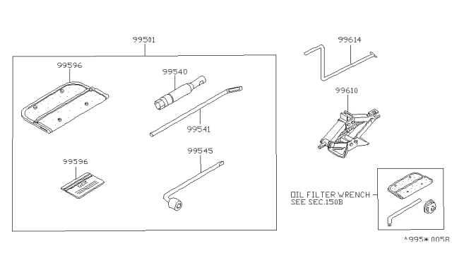 1986 Nissan Maxima Tool Set-Standard Diagram for 99501-42E01