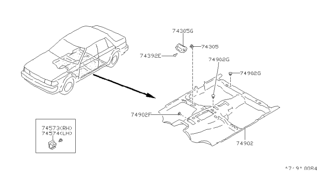 1985 Nissan Maxima Floor Trimming Diagram 1