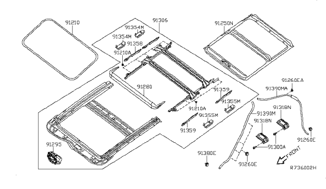 2007 Nissan Altima Hybrid Sun Roof Parts Diagram 1