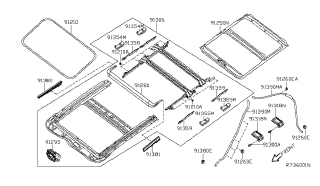 2007 Nissan Altima Hybrid Sun Roof Parts Diagram 3