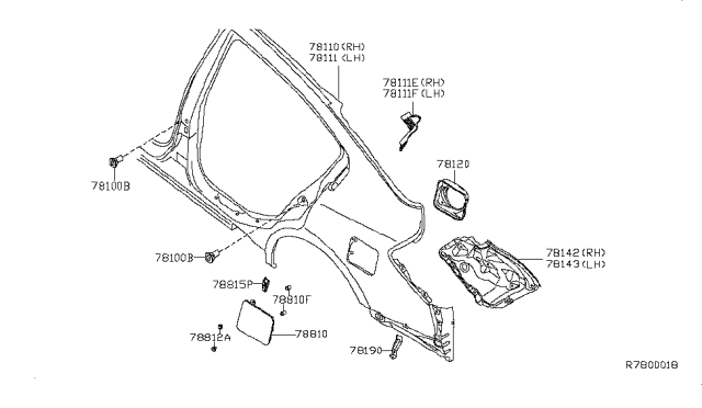 2008 Nissan Altima Base-Rear Combination Lamp,LH Diagram for 78141-JA030