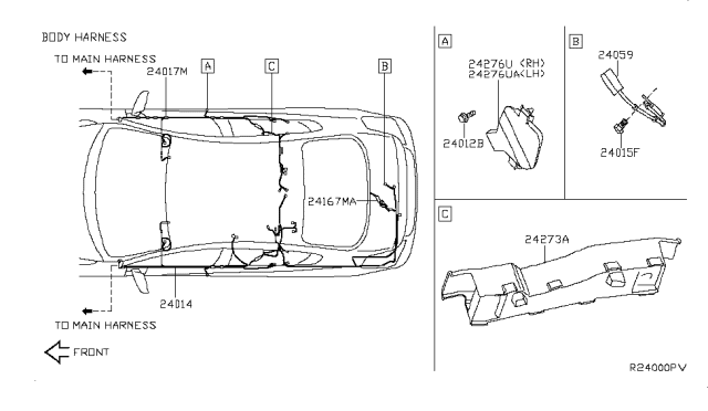 2011 Nissan Altima Harness-Body, NO. 2 Diagram for 24017-ZX07C