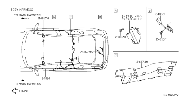 2011 Nissan Altima Harness-Body,NO2 Diagram for 24017-ZX67C