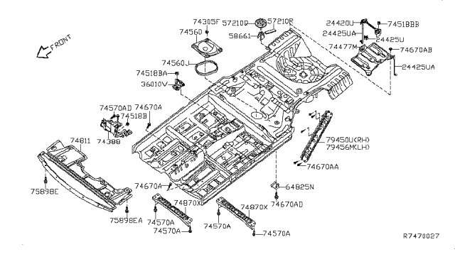 2007 Nissan Altima Cover-Engine,Lower Diagram for 75890-JA000