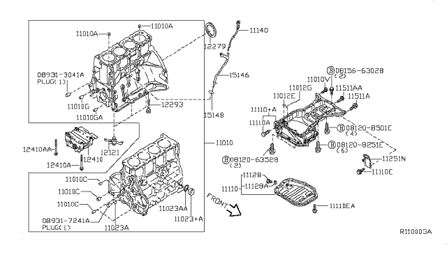 2008 Nissan Altima Cylinder Block & Oil Pan Diagram