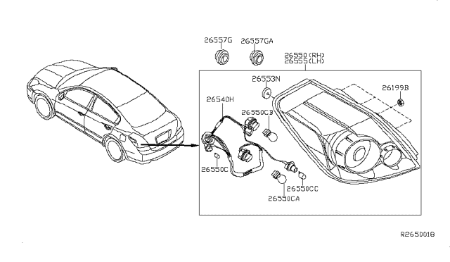 2011 Nissan Altima Packing Lamp Diagram for 26553-D4000