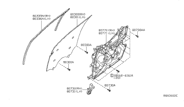 2010 Nissan Altima Front Door Window & Regulator Diagram