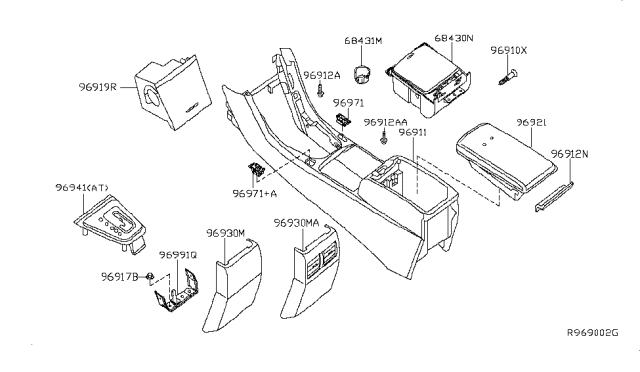 2009 Nissan Altima Lid - Console Box Diagram for 96920-ZX01B
