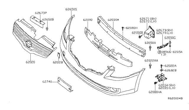 2009 Nissan Altima Front Bumper Diagram 1