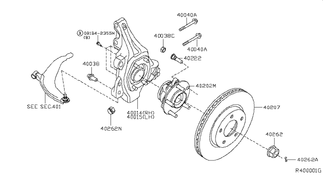 2007 Nissan Altima Bolt-Stopper Diagram for 40038-JA100