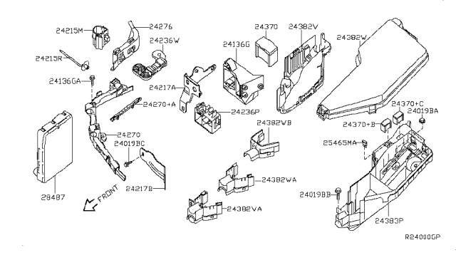 2008 Nissan Altima Cover-Relay Box Diagram for 24382-JA40A