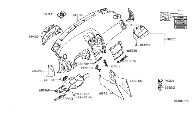 2011 Nissan Altima Lid Cluster BRN Diagram for 68240-JA80A