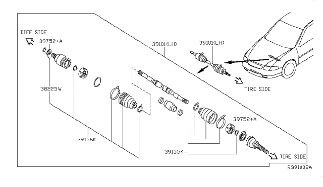 2007 Nissan Altima Front Drive Shaft (FF) Diagram 4