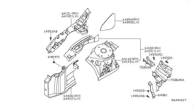 2008 Nissan Altima Hood Ledge & Fitting Diagram 1