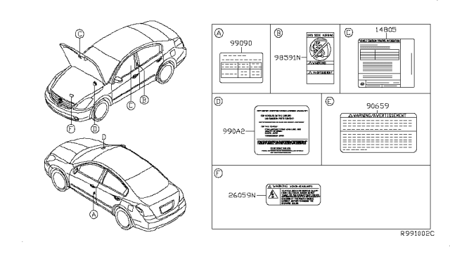 2010 Nissan Altima Placard-Tire Limit Diagram for 99090-JA03C