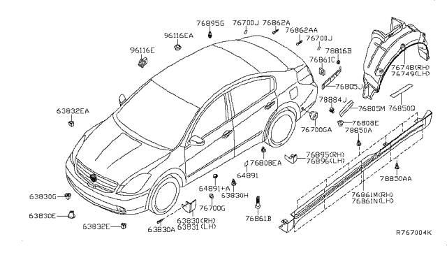 2008 Nissan Altima Body Side Fitting Diagram 1