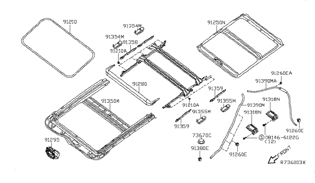 2011 Nissan Altima Sun Roof Parts Diagram