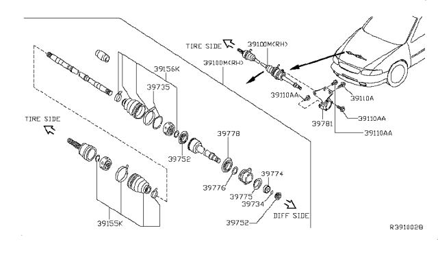 2007 Nissan Altima Front Drive Shaft (FF) Diagram 2