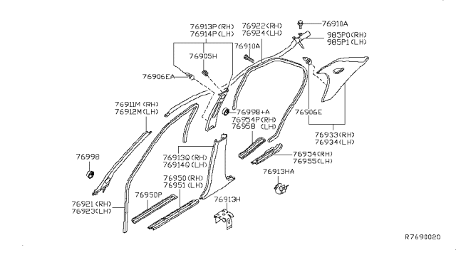 2009 Nissan Altima Plate Kick Re R Diagram for 769B6-ZX05C