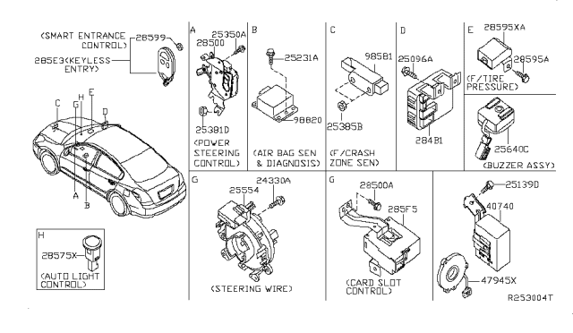 2010 Nissan Altima Sensor-Side AIRBAG Center Diagram for 98820-ZX29A