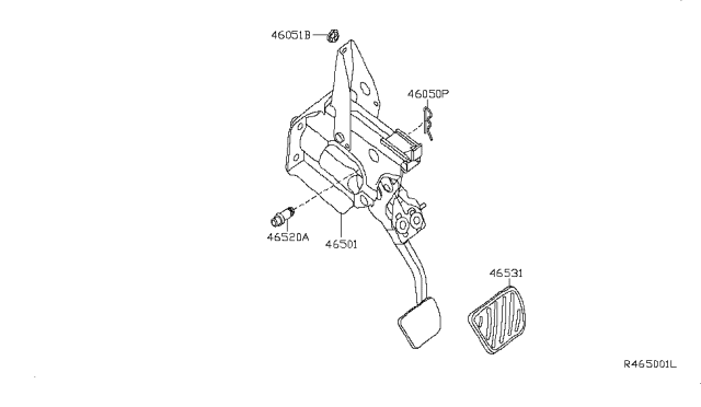 2008 Nissan Altima Brake & Clutch Pedal Diagram