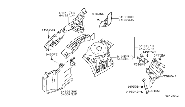 2007 Nissan Altima Bracket-Power Head Diagram for 75860-JA700