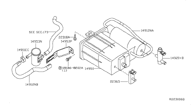 2008 Nissan Altima Tube EVAP Control Diagram for 14912-JA80D