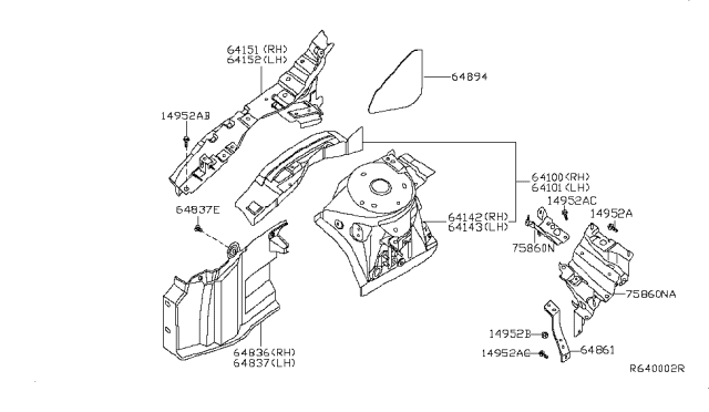 2011 Nissan Altima Hood Ledge & Fitting Diagram