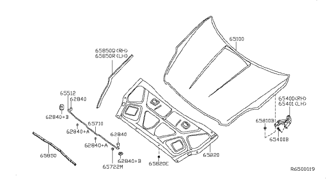 2008 Nissan Altima Hood Panel,Hinge & Fitting Diagram