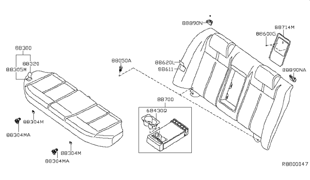 2009 Nissan Altima Pad & Frame Assembly Cushion, Rear Seat Diagram for 88305-JA01A