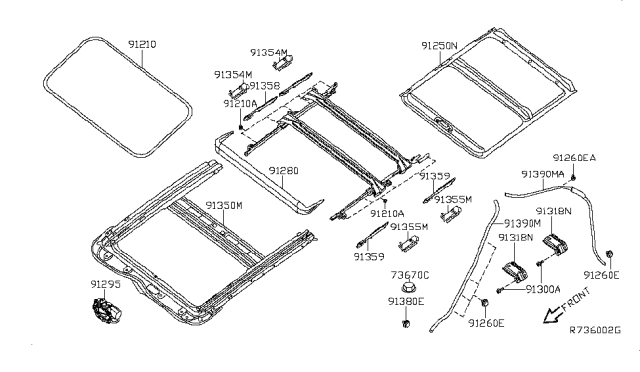 2007 Nissan Altima Hybrid Sun Roof Parts Diagram 2