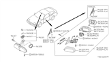 Diagram for 1992 Nissan 240SX Mirror Actuator - 96367-35F10