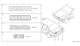 Diagram for 1989 Nissan Stanza Emblem - 62891-D4500
