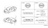 Diagram for 2013 Nissan Versa Emblem - 90896-1JA0A