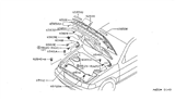 Diagram for 1996 Nissan Sentra Hood Hinge - 65400-0M030