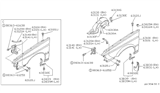 Diagram for 1990 Nissan Sentra Wheelhouse - 63842-50A00