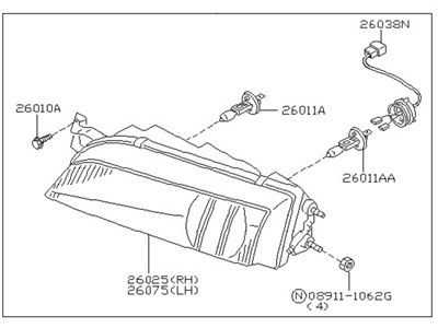 1996 Nissan 240SX Headlight - 26010-70F26