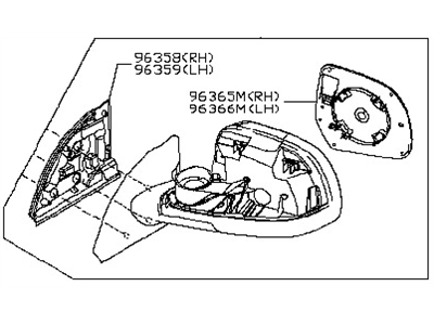 Nissan 96301-3NA0A Mirror Assembly - Door RH